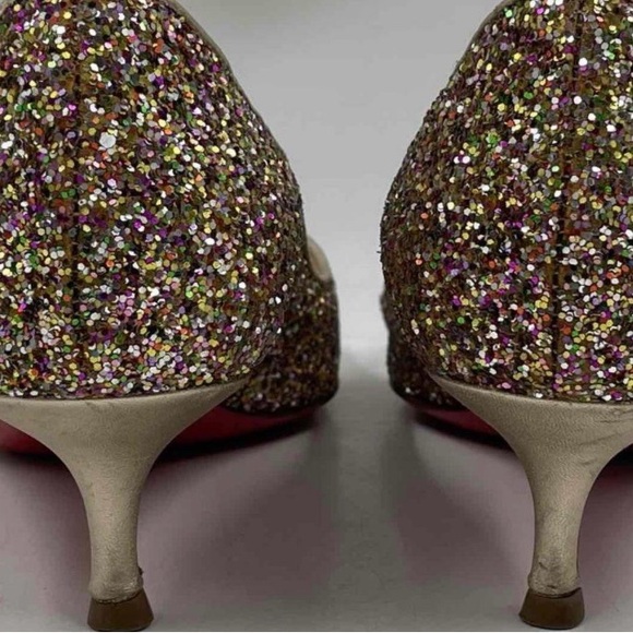 Christian Louboutin Gold Heels Elegant Statement - Picture 3 of 7